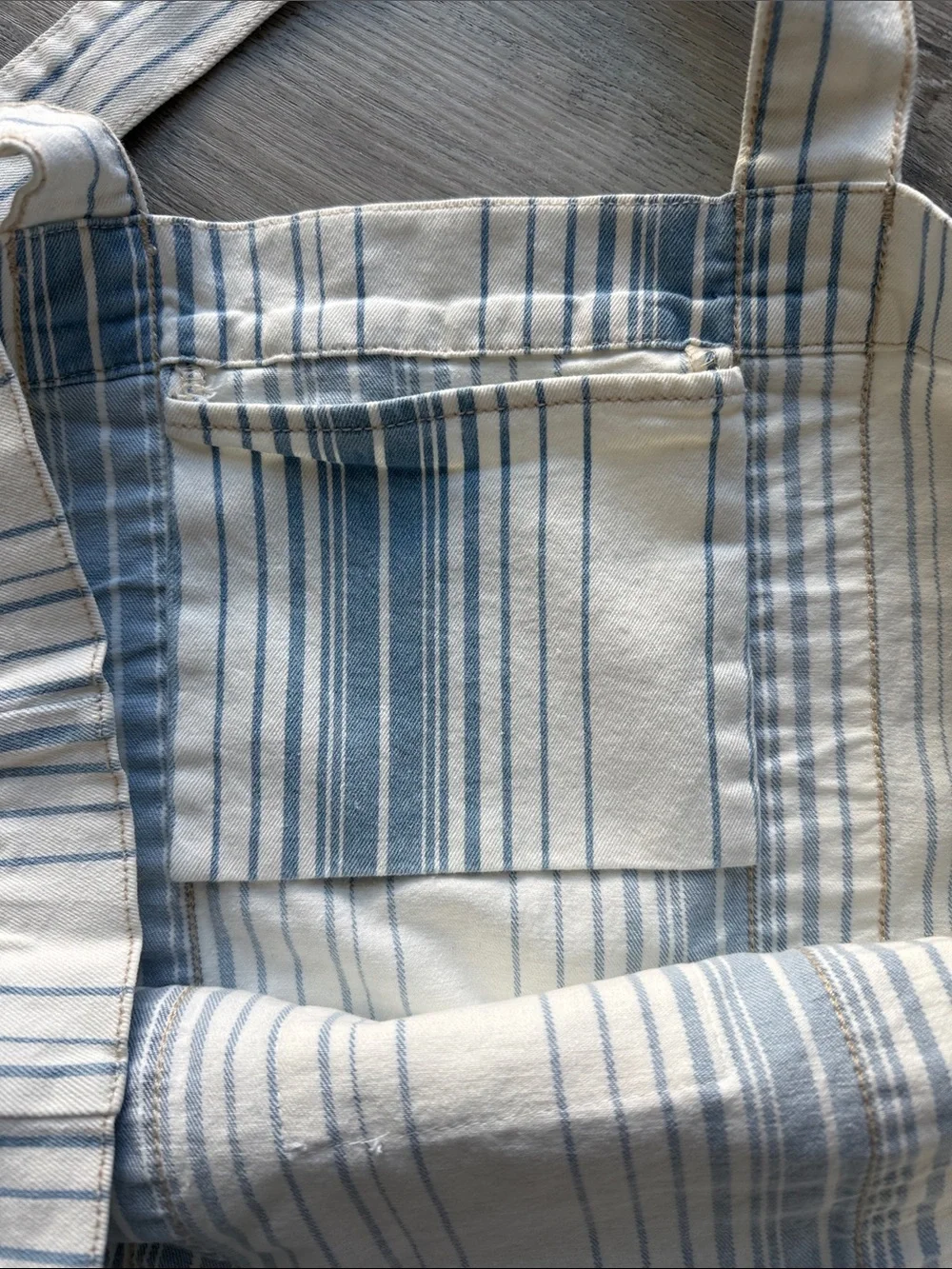 NWOT Cello Blue & Cream Striped denim cotton Canvas Tote Bag